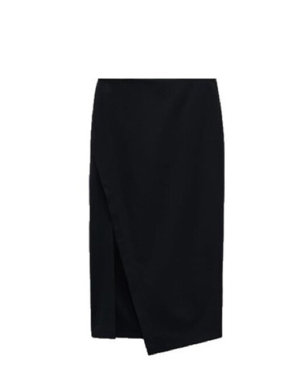 Zara Black Asymmetric Pencil Skirt with Front Slit